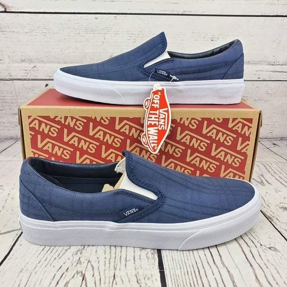 tonal plaid slip on vans